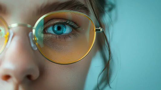 Close up of woman with yellow glasses