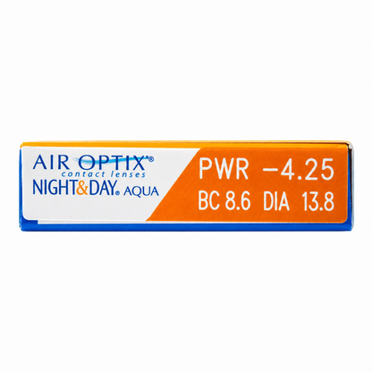 Illustrativ etikettbild för Air Optix Night & Day Aqua 6-pack, rättvänd vy.